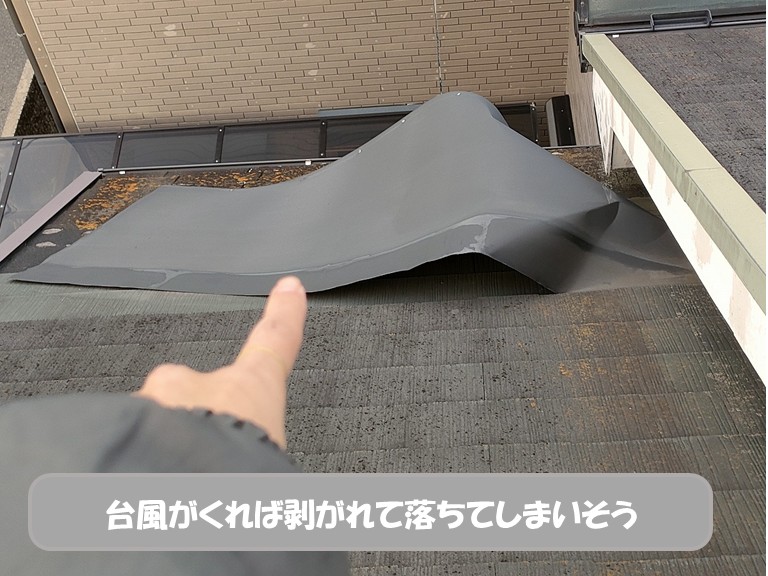 和泉市　台風が来れば剥がれ落ちてしまいそう